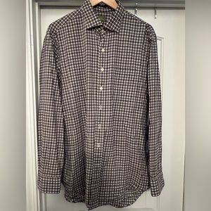 EUC Sid Mashburn button down long sleeve blue/brown check brushed cotton Large